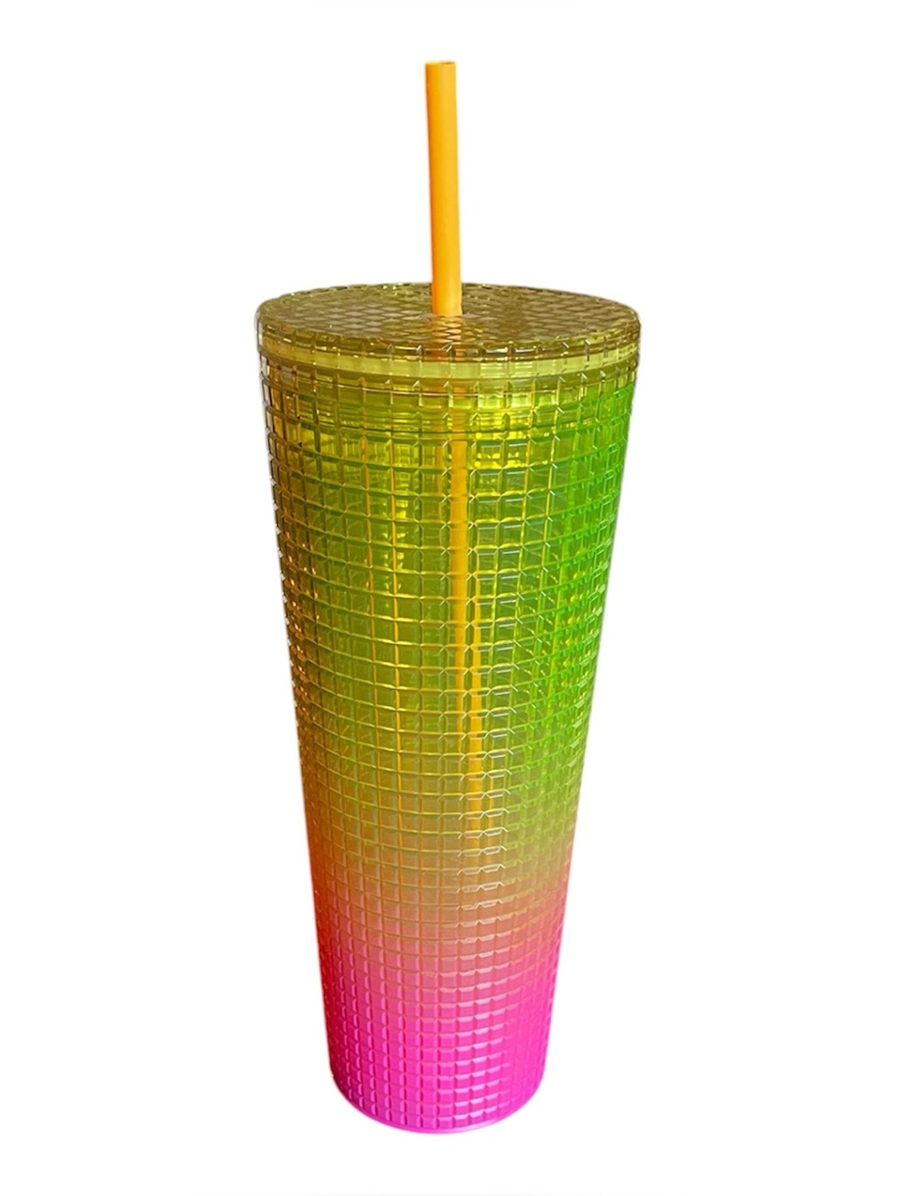 Starbucks 2022 Tumbler 23 oz green pink w yellow straw